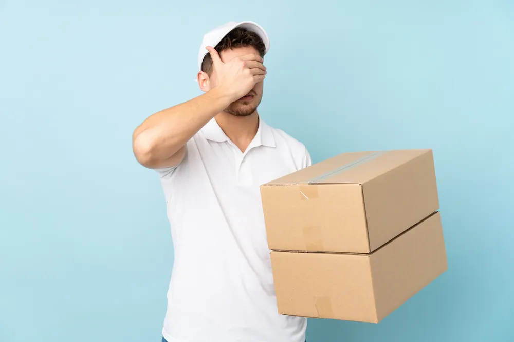 blind shipping delivery guy