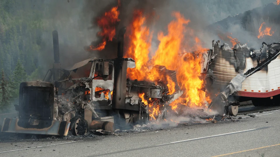 how to ship fireworks semi truck burns out of control on the highway