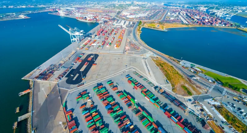 aerial view of port of oakland