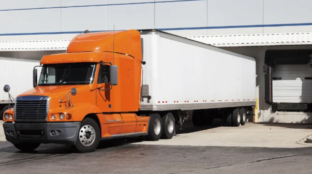 Orange freight truck