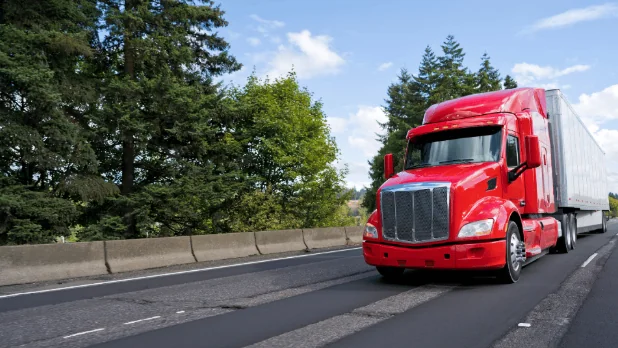 Red Freight Truck on the Road