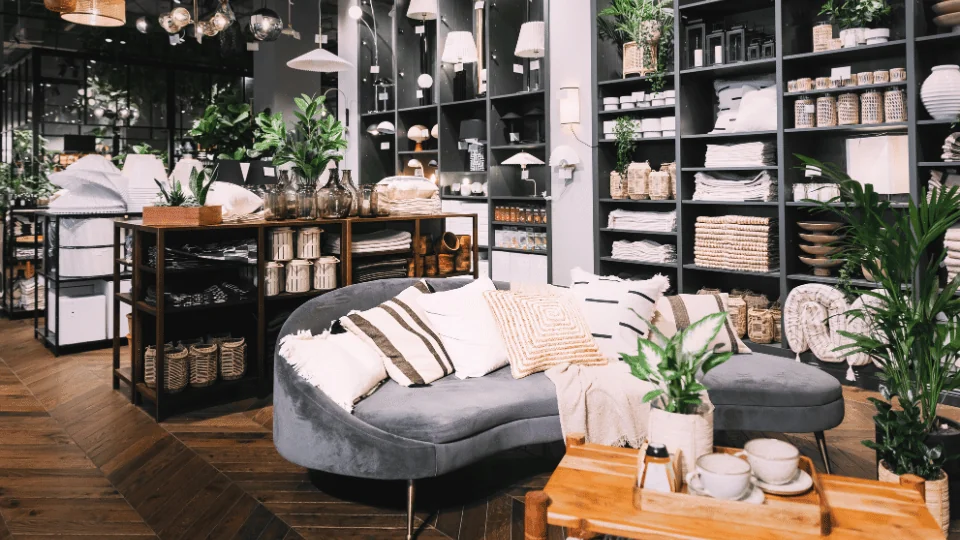 home design store displaying minimalist furniture and home goods