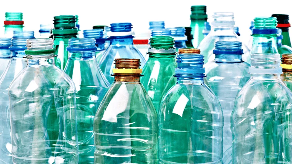 empty plastic bottles of water in a group