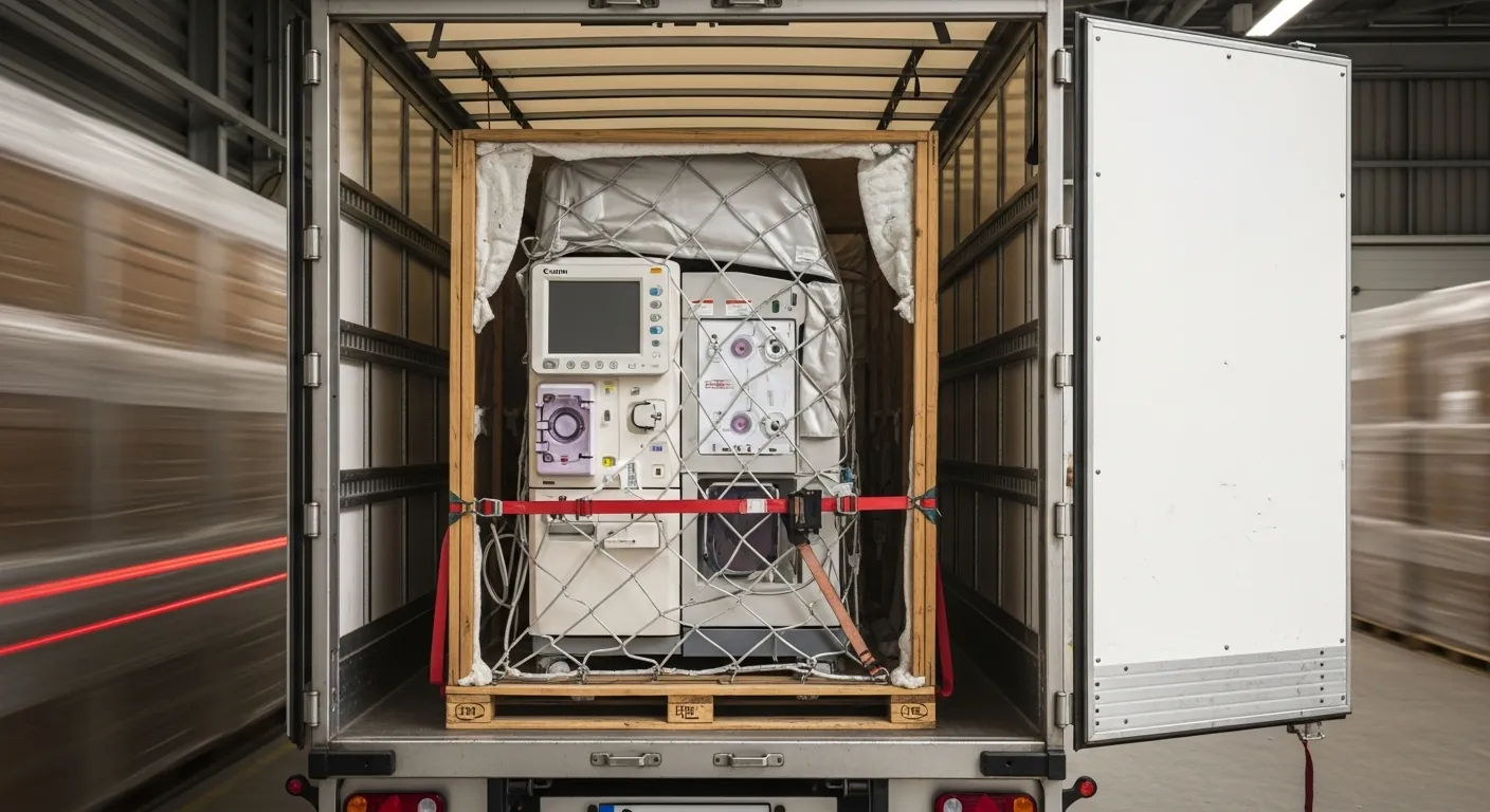AI image of a medical machine in the back of a truck trailer
